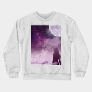 Breathtaking Artwork of a Girl Swimming under the Starry Sky Crewneck Sweatshirt